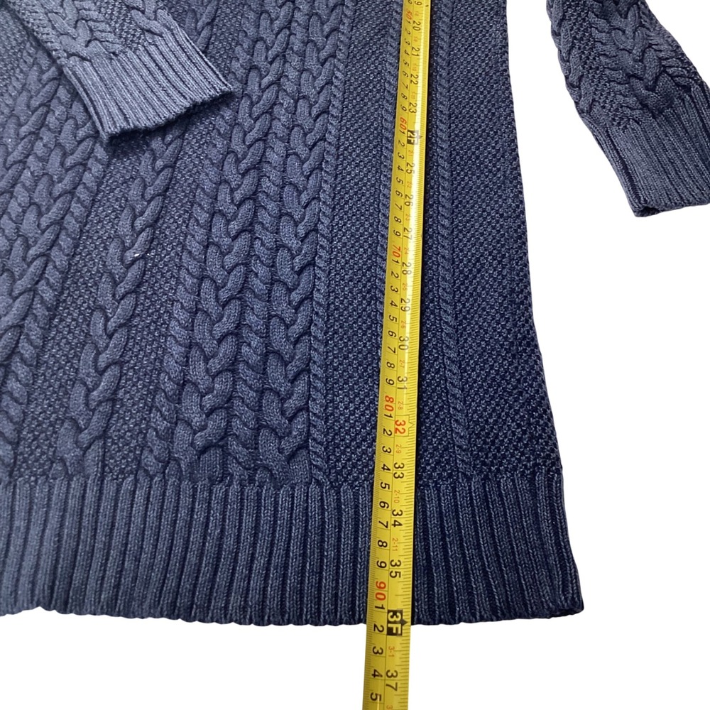 Abercrombie Fitch Cable Knit Sweater Dress Navy Blue Garment Dyed Size S - Picture 3 of 7
